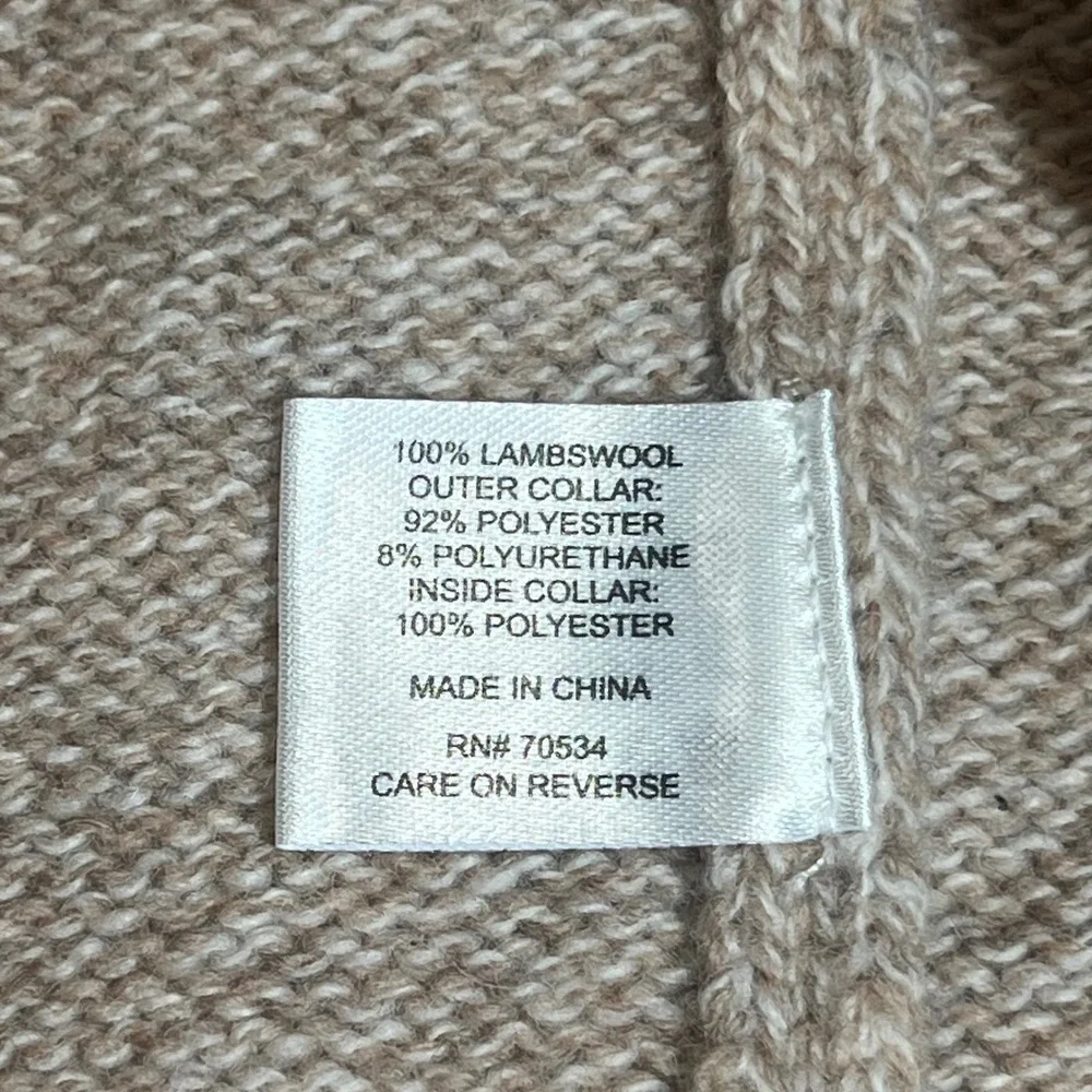 ORVIS Stowe Lambswool Quarter Zip Pullover Sweater Sherpa Collar Beige‎ Mens XXL